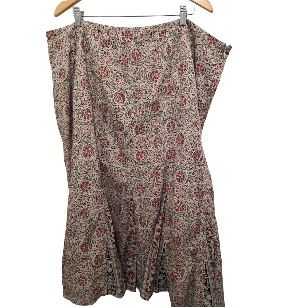 VTG Charter Club Plus‎ Size Women's 24W Floral Print Midi Skirt Pleated Panels